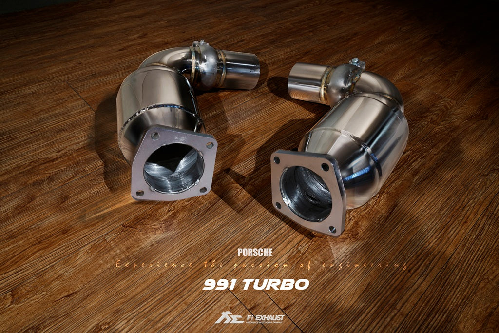 Catted sport performance downpipes for Porsche 991 Turbo with enhanced sound and maximum exhaust flow