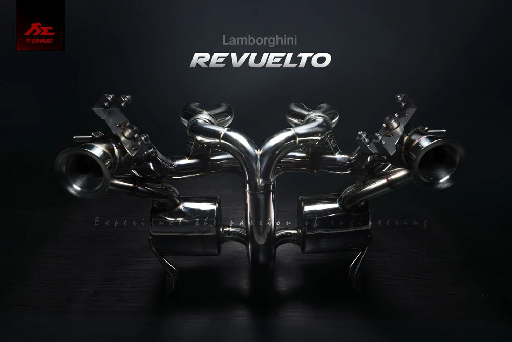 Fi EXHAUST Valvetronic Ultra Edition for Lamborghini Revuelto with OBD dongle to prevent CEL after replacing factory catalytic converters.