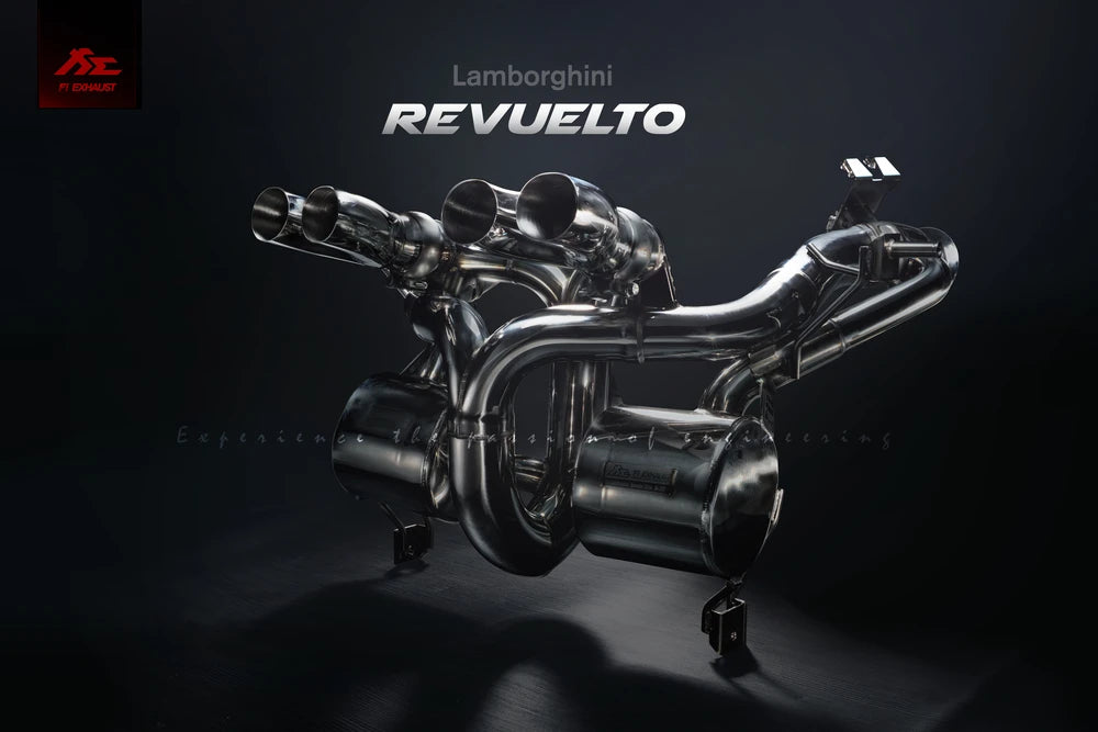 Fi EXHAUST Valvetronic Ultra Edition for Lamborghini Revuelto with OBD dongle to prevent CEL after replacing factory catalytic converters.