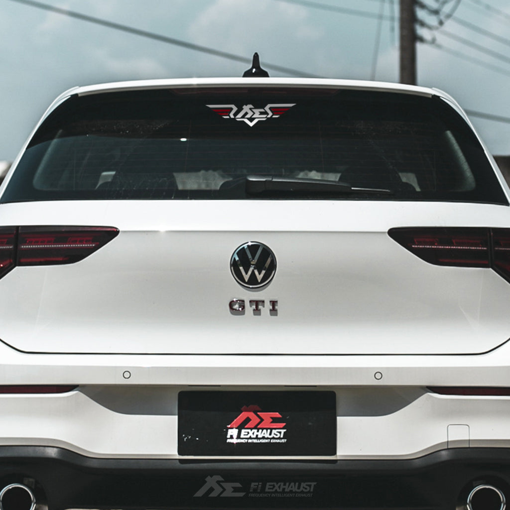 Fi EXHAUST Wings Car Sticker Red-White