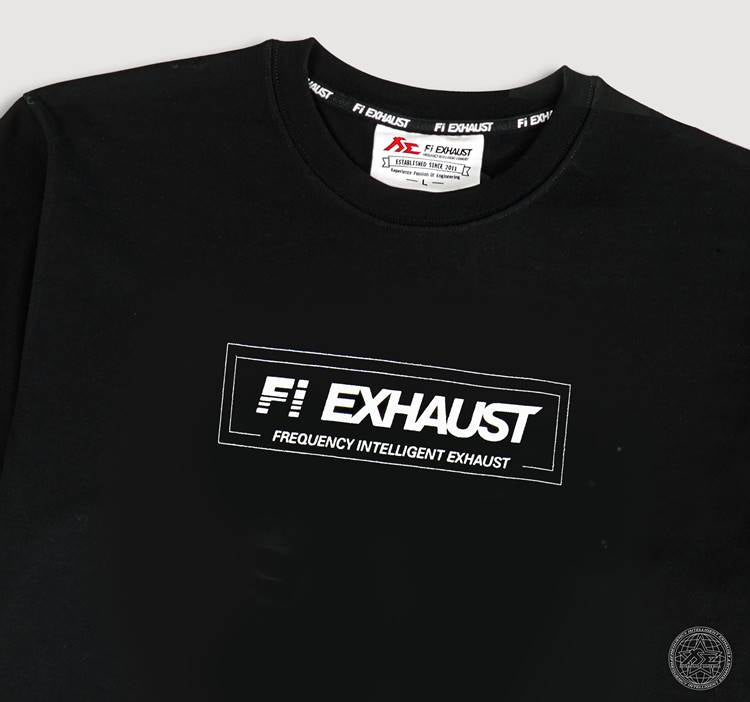 Black heavyweight crew next T-Shirt with Fi EXHAUST logo on the chest.