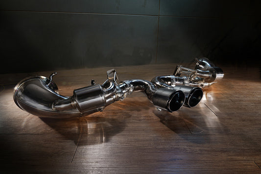 Porsche 992 GT3/RS  catback exhaust system with valvetronic technology for enhanced performance and sound. High-quality stainless steel construction for durability and style. Upgrade your  Porsche 992 GT3/RS  with our aftermarket catback exhaust for a thrilling driving experience.