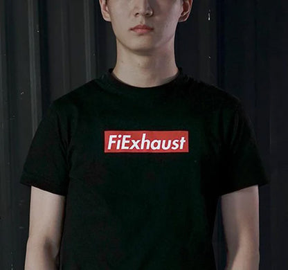 "Fi EXHAUST Flames LOGO" Black Crew Neck T-Shirt [Limited Ed.]