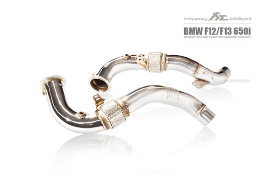 Performance downpipes for BMW 650i F06 / F12 Coupe, crafted for enhanced exhaust flow and engine responsiveness. Upgrade your BMW 650i F06 / F12 Coupe with aftermarket downpipes for increased horsepower and torque. Stainless steel construction ensures durability and reliability. Explore our selection of BMW 650i F06 / F12 Coupe downpipes for a thrilling driving experience.