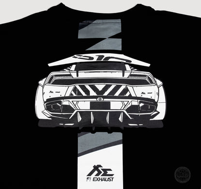 "Huracan-Race To Finish" Black Heavyweight Crew Neck T-Shirt [Limited Ed.]