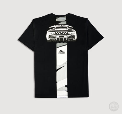 "Huracan-Race To Finish" Black Heavyweight Crew Neck T-Shirt [Limited Ed.]