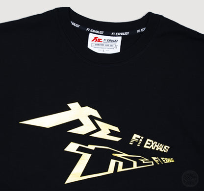 "Reflected Wave (Gold)" Black Heavyweight Crew Neck T-Shirt [Limited Ed.]