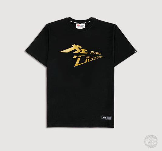 "Reflected Wave (Gold)" Black Heavyweight Crew Neck T-Shirt [Limited Ed.]