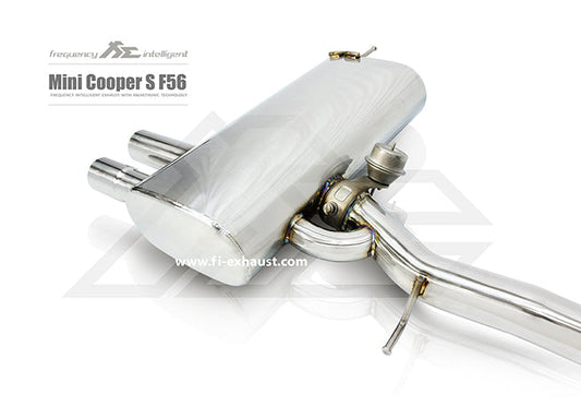 Mini F56 Cooper S F56 catback exhaust system with valvetronic technology for enhanced performance and sound. High-quality stainless steel construction for durability and style. Upgrade your  Mini F56 Cooper S F56 with our aftermarket catback exhaust for a thrilling driving experience.