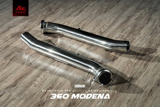 Performance downpipes for Ferrari 360 Modena / Spider , crafted for enhanced exhaust flow and engine responsiveness. Upgrade your Ferrari 360 Modena / Spider  with aftermarket downpipes for increased horsepower and torque. Stainless steel construction ensures durability and reliability. Explore our selection of Ferrari 360 Modena / Spider  downpipes for a thrilling driving experience.