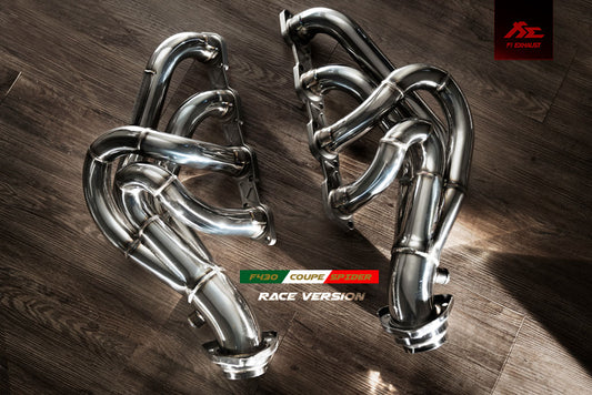 Stainless steel catless headers for  Ferrari F430 Coupe / Spider Enhance performance and exhaust flow for increased horsepower and torque. Track-ready upgrade for your  Ferrari F430 Coupe / Spider.