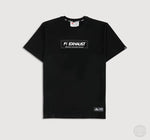 Load image into Gallery viewer, Black heavyweight crew next T-Shirt with Fi EXHAUST logo on the chest.
