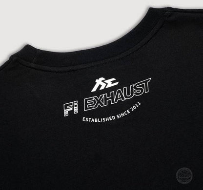 Back of a heavyweight crew next T-Shirt with Fi EXHAUST logo at the upper back.