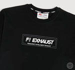 Load image into Gallery viewer, Black heavyweight crew next T-Shirt with Fi EXHAUST logo on the chest.
