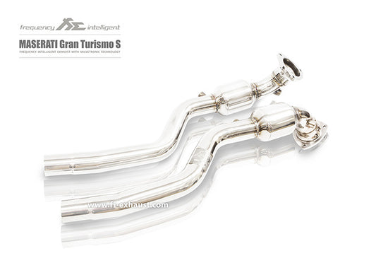 Performance downpipes for Maserati Gran Turismo S 4.7L, crafted for enhanced exhaust flow and engine responsiveness. Upgrade your Maserati Gran Turismo S 4.7L with aftermarket downpipes for increased horsepower and torque. Stainless steel construction ensures durability and reliability. Explore our selection of Maserati Gran Turismo S 4.7L downpipes for a thrilling driving experience.